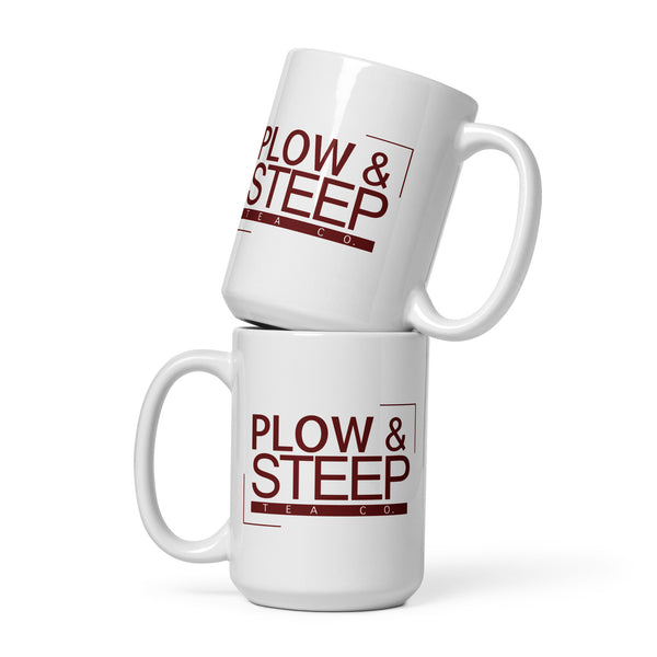 Plow & Steep Tea Co. White Glossy Mug